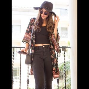 NWTOversized Floral Kimono w/ Border MADE IN USA